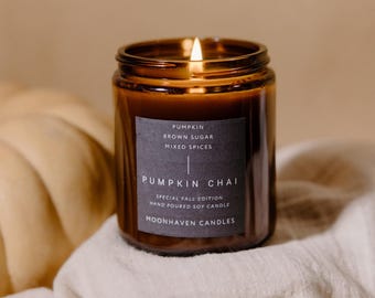 Pumpkin Chai Soy Candle | Limited Fall Edition 8 oz Hand-Poured Candle | Cozy Autumn Gift