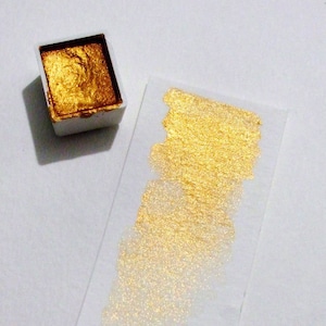 Gold Mica - Handmade Watercolor Paint - Art Supply - Artist Gift - Metallic Paint - Read Listing Details