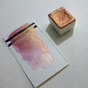 Rose Gold Mica - Handmade Watercolor Paint - Art Supply - Artist Gift - Metallic Paint - Read Listing Details