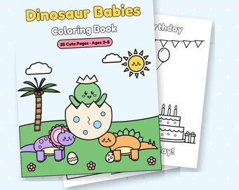 Disegni da colorare di dinosauri per bambini dai 3 agli 8 anni, simpatici cuccioli di dinosauro, stampabili.