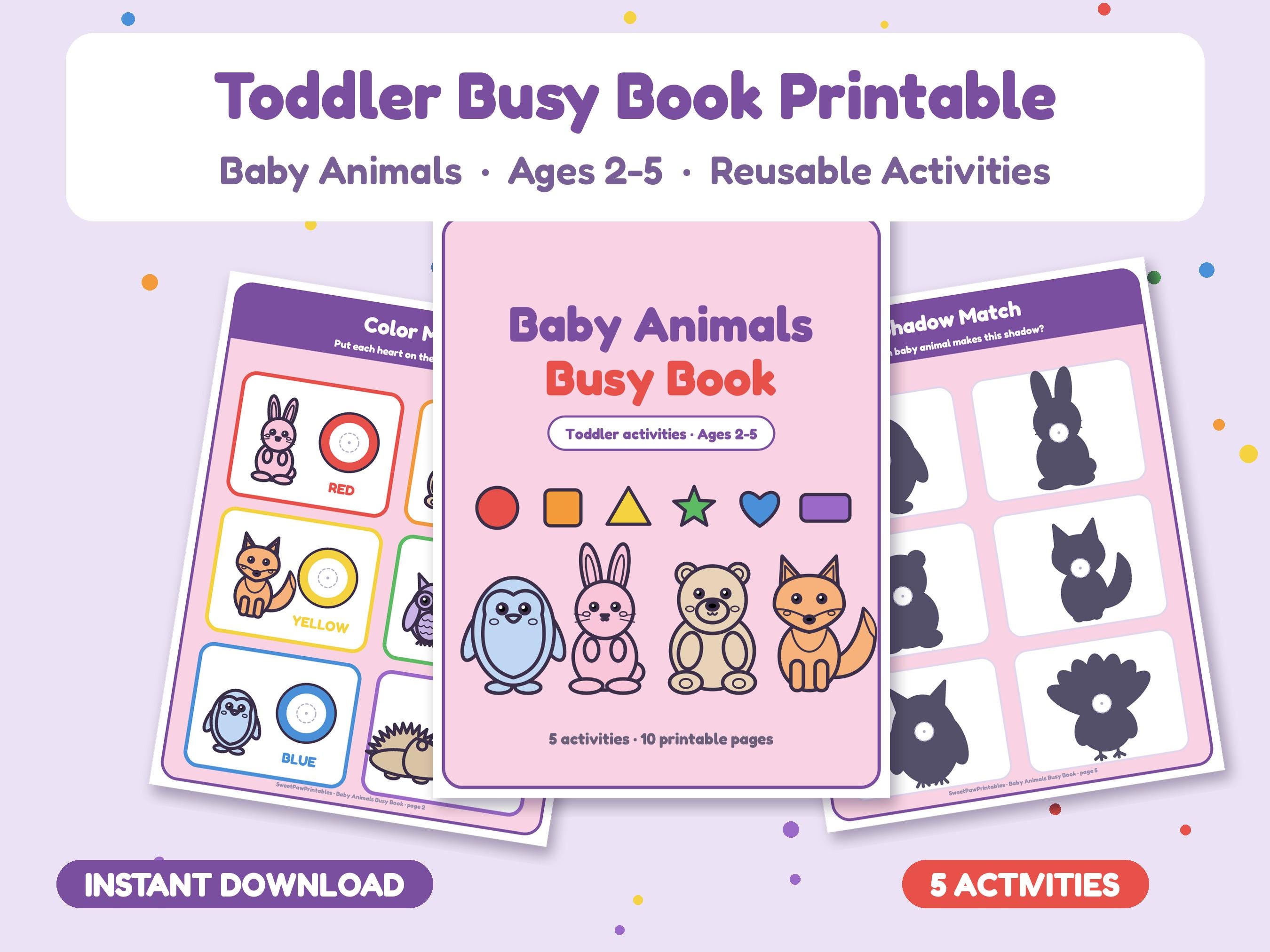 Baby Animals Busy Book Printable, Toddler Learning Activities (Digital Download)