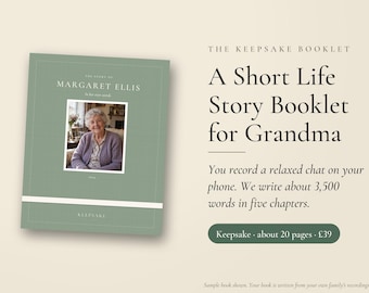 Life Story Keepsake Booklet, About 20 Pages, Short Personalised Memoir Gift for Grandma or Grandad