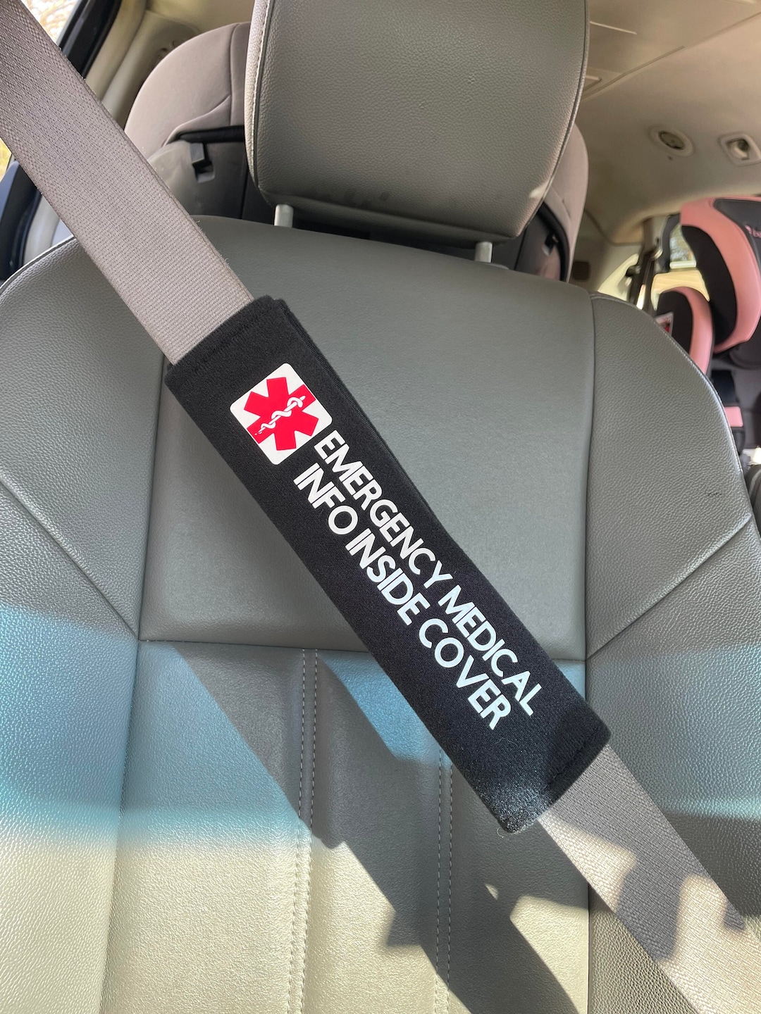 Medical Alert Seatbelt Cover, Diabetic Alert, Deaf Alert, Emergency Medical Information