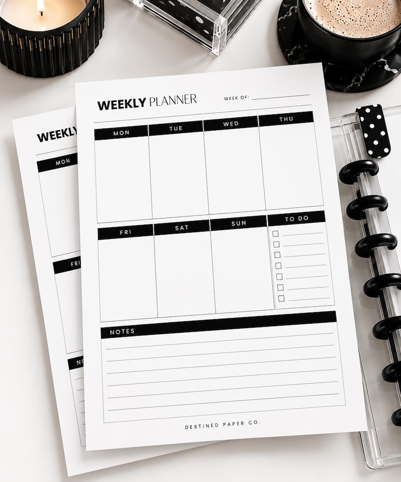 Minimalist A5 Weekly Planner Insert | Undated Schedule (digital ...