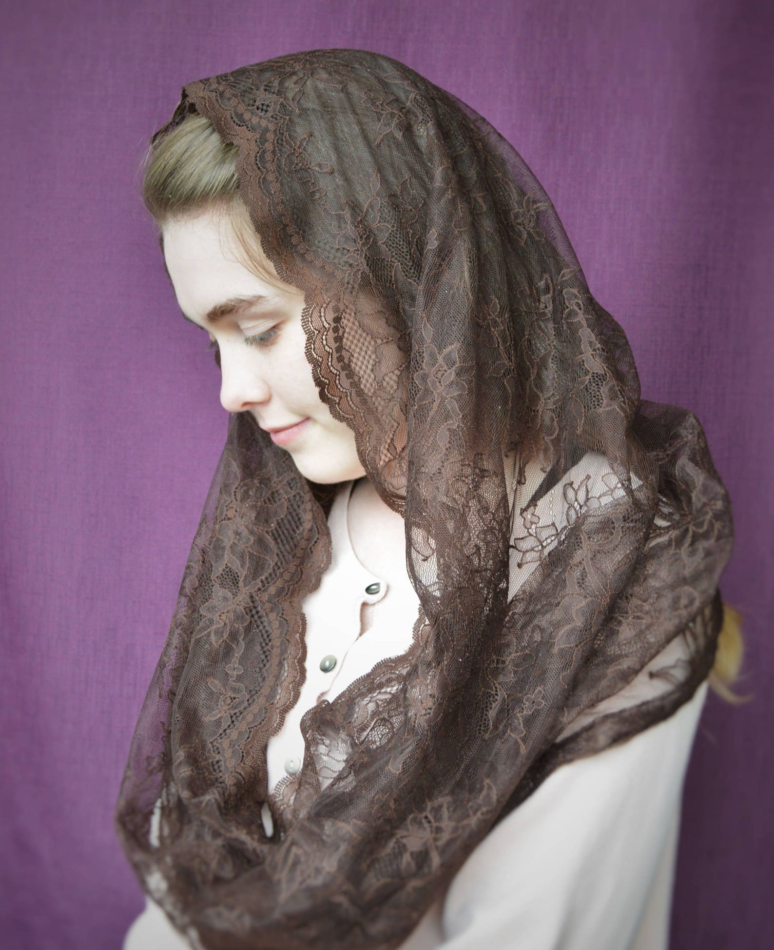 Brown Infinity Veil Catholic Chapel Veil Catholic Veil Etsy