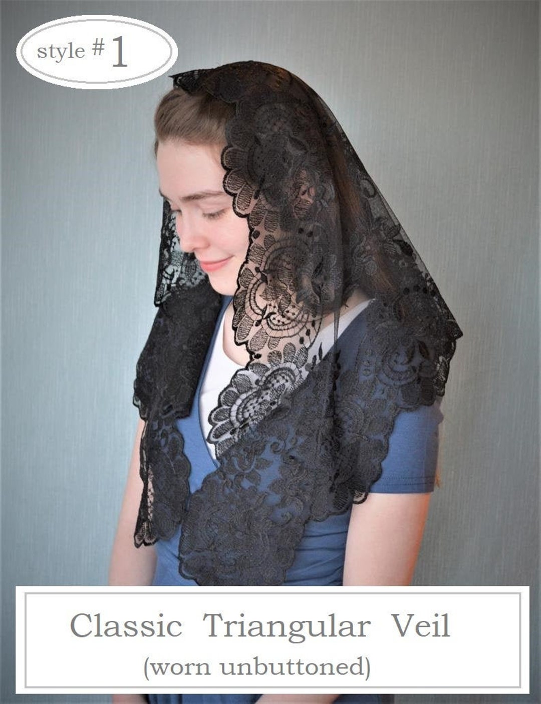 3in1 Trinity Veil in Black Black Catholic Chapel Veil Catholic Mantilla Catholic Veil Church