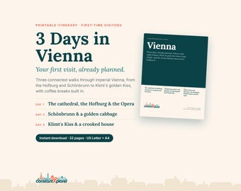 Vienna Itinerary 3 Days: Printable Vienna Travel Guide for First-Time Visitors, Hofburg, Schönbrunn & Belvedere Routes with Map