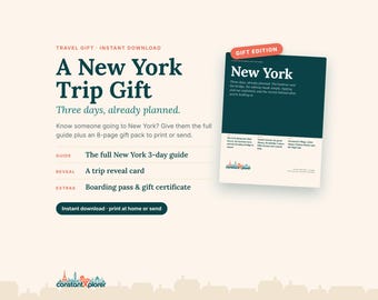 New York Reisegeschenk: Ausdruckbarer 3-Tage-Reiseplan für New York, Überraschungskarte, Bordkarte & Geschenkgutschein, Sofort-Download