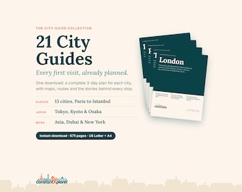 Stadtführer-Kollektion: 21 druckbare 3-Tages-Reisepläne für Paris, Rom, London, Tokio, Kyoto und mehr, Reiseführer-Paket (PDF)