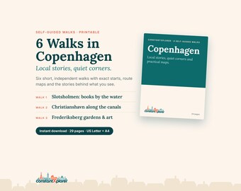 Copenhagen: 6 Self-Guided Walks, Printable PDF Guide with Maps, A4 and Letter