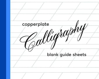 Folhas de guia de caligrafia em placa de cobre em branco | Download digital | 19 páginas | Folhas de prática com caneta pontiaguda | Linhas inclinadas de 55 graus + altura X