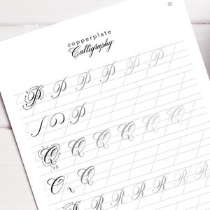 Feuilles d'entraînement à la calligraphie sur cuivre | Fiches guides | Lettrage à la main | Stylo pointu | Alphabet complet | Calligraphe