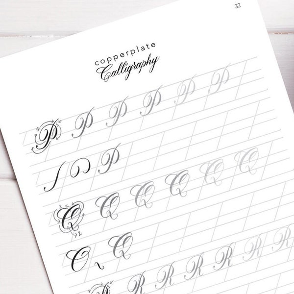 Copperplate Calligraphy Practice Sheets | Guide sheets | Hand lettering | Pointed Pen | Full Alphabet | Calligrapher