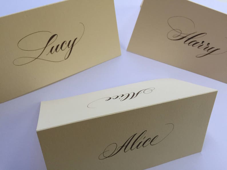 Professional Calligraphy Place Cards on High Quality Crane Paper