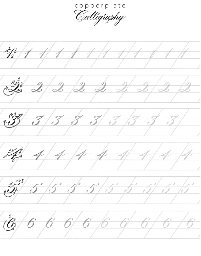 Copperplate Calligraphy Practice Sheets Guide sheets Hand lettering Pointed Pen Full Alphabet Calligrapher image 3