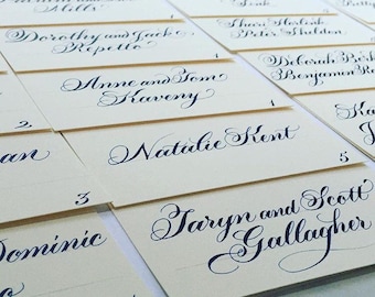 Calligraphy Place Cards on High Quality Crane Paper | Hand Lettered | Wedding | Special Event | Dinner Party | Seating Card | Best Seller