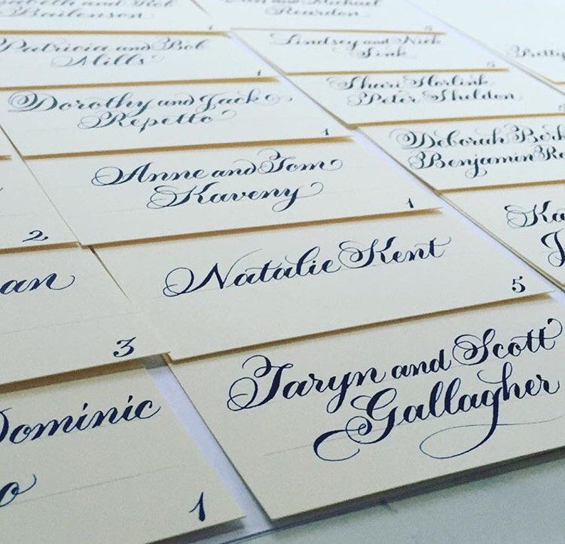 Professional Calligraphy Place Cards on High Quality Crane Paper