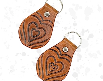 Leather Heart Keyring - Made to Order - Personalised Key Fob - Valentine Gift - Small Gift - Love Heart - Keychain