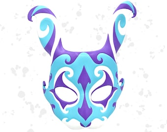 Carnival harlequin rabbit leather costume mask - Made to Order - masquerade/halloween/cosplay