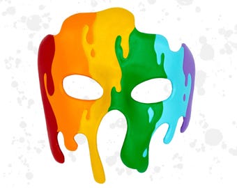 Rainbow splat costume leather mask - Made to Order - carnival/masquerade/party mask