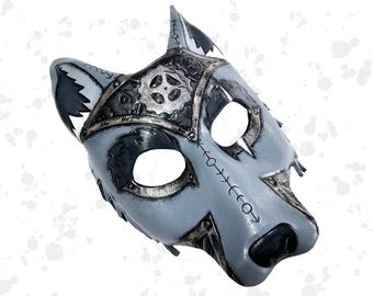 Viking Steampunk wolf leather mask - ready to ship - Halloween/costume/cosplay
