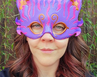 紫のチェシャ猫マスク：刺繍フェルトコスチューム、クリエイティブ