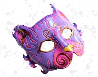 Cheshire Cat full face leather costume mask - Made to order - cosplay/masquerade/halloween