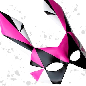 Masque de costume géométrique en cuir de lapin - fabriqué sur commande - mascarade/cosplay/halloween
