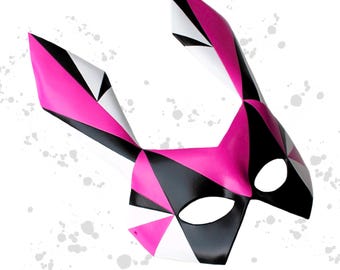 Geometric Rabbit leather costume mask - Made to Order - masquerade/cosplay/halloween