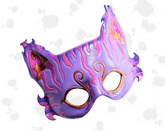Cheshire Cat half-face leather costume mask - Made to order - cosplay/masquerade/halloween