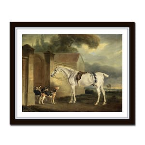 Horse and Hound Print, Vintage Horse Paintings, Giclee, Wall Art, Vintage Dog Paintings, Equestrian Art, British Horse Paintings