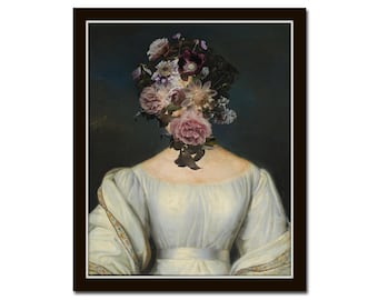 Altered Art Portrait No. 2, Collage Art, Vintage Portrait, Wall Art, Wall Decor, Surreal Portrait, Portrait Painting, Moody Portrait Art