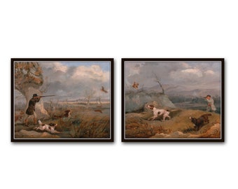 Vintage Bird Hunting Print Set No. 1, English Hunting Prints, Dog Prints, Duck Hunting Prints, Hunting Dog Prints, Game Birds Art, Hunt Club