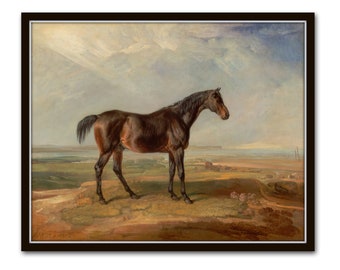 Bay Racehorse, Vintage Horse Print, Equestrian Art, Art Print, Farmhouse Decor, Horse Print, Antique Horse Art