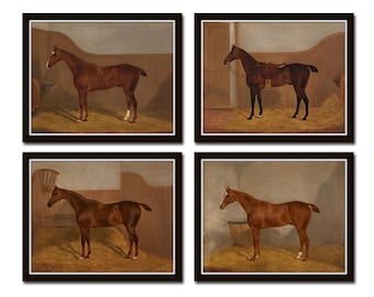 Vintage Horse Portraits,  Horse Paintings Reproduction, Giclee, Print, Wall Art, Horse Prints, Horse Prints, Equestrian Art