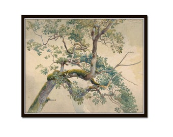 Vintage Tree Branches, Vintage Painting, Art Print,  Giclee, Print, Chinoiserie Art