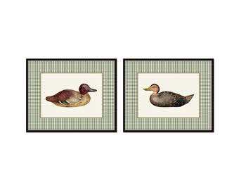 Vintage Wood Duck Decoys Collage Print Set, Giclee Art Print, Hunting Art, Bird Hunting Art, Duck Prints, Home Decor, Bird Art, Cabin Art