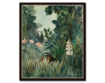 Jungle Art Print, Giclee, Wall Art, Rousseau Art Print, Vintage Tropical Art, Vintage Art, Tropical Painting