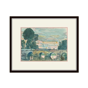 Vintage French Watercolor Landscape Collage Print, Vintage Landscape Print, Art Prints, Vintage Painting, Architectural Wall Art, Home Decor