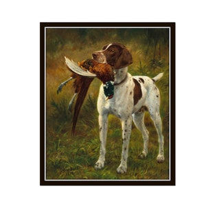 Vintage Hunting Dog, Vintage Dog Print, English Hunting Art, Sportsman Art, Home Decor, Wall Art, Giclee Print, Retriever, Vintage Dog Art