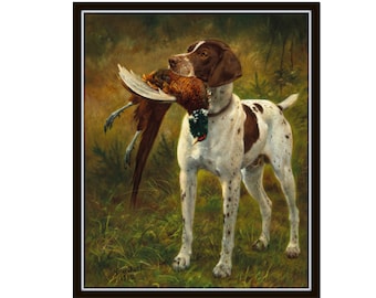 Vintage Hunting Dog, Vintage Dog Print, English Hunting Art, Sportsman Art, Home Decor, Wall Art, Giclee Print