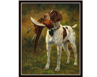 Vintage Hunting Dog, Vintage Dog Print, English Hunting Art, Sportsman Art, Home Decor, Wall Art, Giclee Print