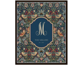 Personalized William Morris Monogram Print, Custom Monogram Print, Family Gift, New Home Gift, Wedding Gift, Textile Art, Baby Gift