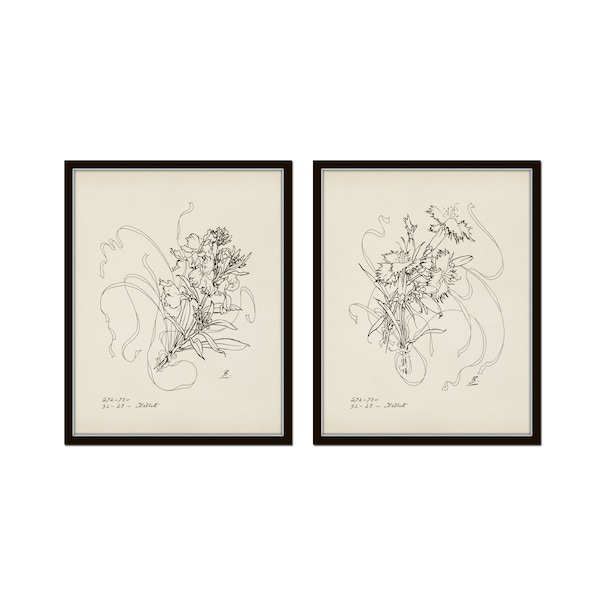 Vintage French Porcelain Sketch Set, Botanical Sketch Art, Porcelain Designs Art, Giclee Home Decor, Botanical Print Set, Botanical Art
