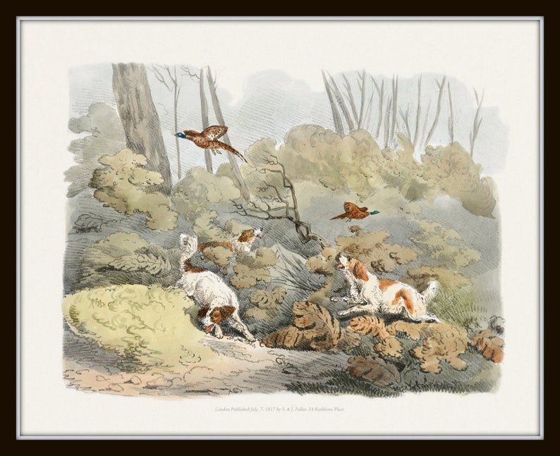 Vintage Hunting Sketches Print Set, Bird Hunting Art, Game Bird Prints, Duck Art, Pheasant Art, Dog Prints, Wall Art, Home Decor, Cabin Art image 2