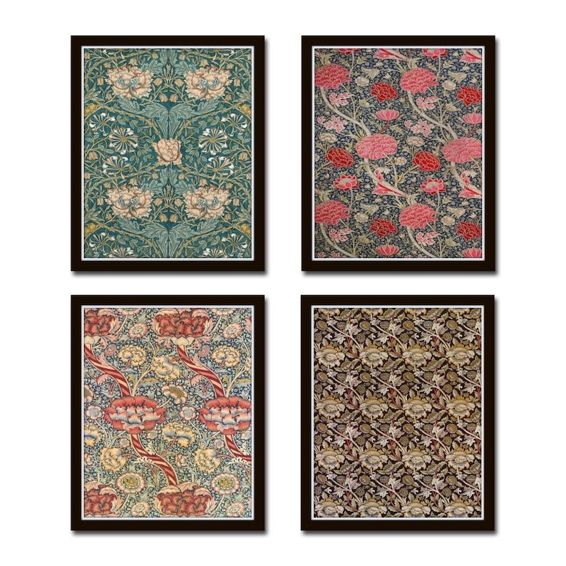 William Morris Print Set No. 2, Art Nouveau, Arts and Crafts, Botanical Prints, Illustration, Giclee, Wall Art, Prints, Victorian Style Art image 1