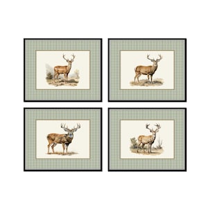 Vintage Deer Collage Print Set, Giclee, Print Set, Cabin Art, Gift for Dad, Fish Print, Deer Prints, Hunting Art, Lodge Art