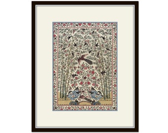 Indian Palampore Textile Collage Print, Antique Tapestry Print, Vintage Textile Art, Giclee Art Print, Botanical Art, Wall Art, Home Decor