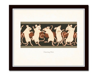 Art Nouveau Dancing Mice Print, Giclee, Art Prints, Wall Art, Art Nouveau Print, Nursery Art Decor, Childs Room Art, Mouse Art Print