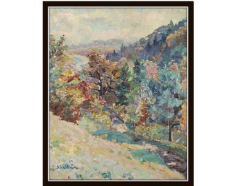 Pintura de paisaje francés vintage, arte francés, giclée, impresión, arte mural Pintura de paisaje vintage, arte vintage, arte de otoño